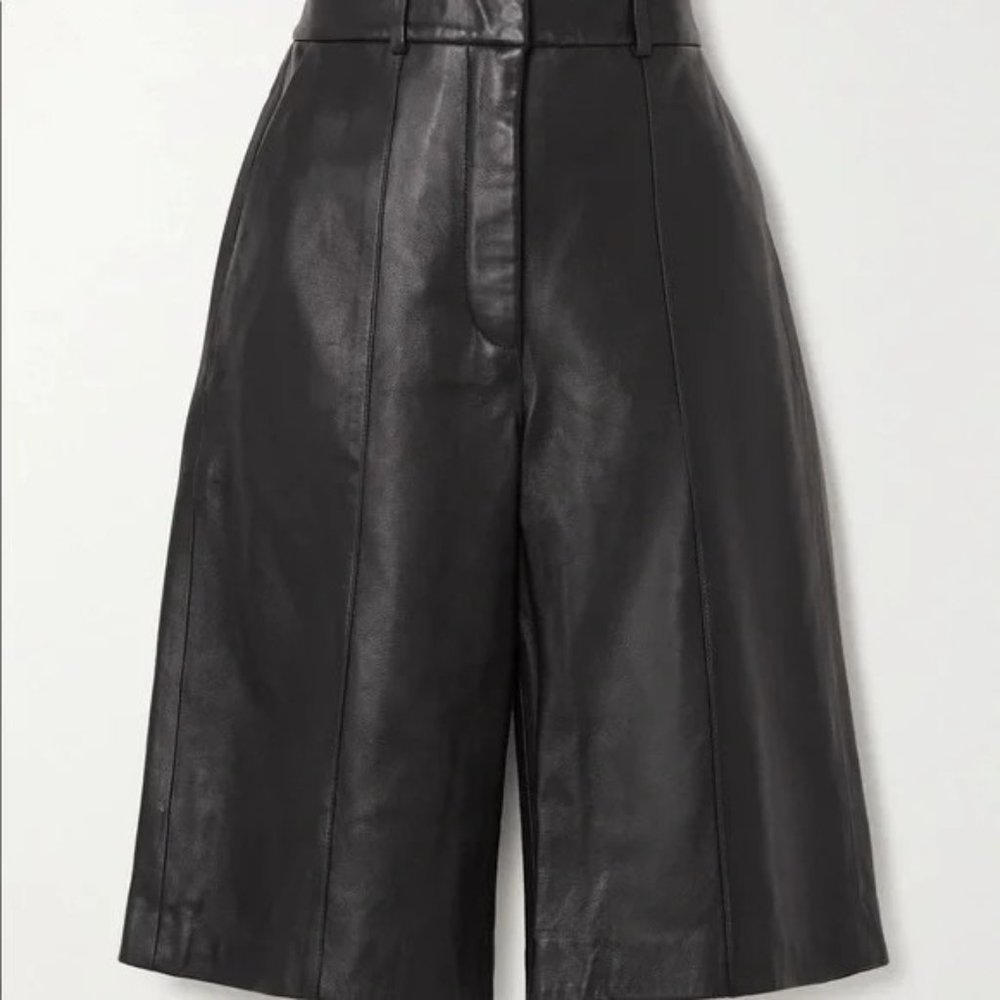 NWT Anine Bing Leather Nora Shorts in Black Sz 32